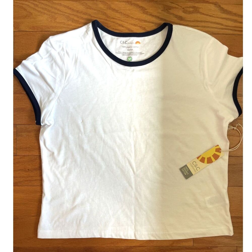 NWT C & C California Womens 100% Organic Cotton T Shirt MEDIUM Casual Coastal